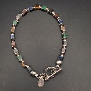 Silpada B0817 Mixed Natural Stone Beaded Bracelet .925 MEX Toggle *comfortable